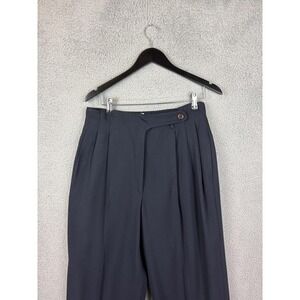 Bernard Zins Dress Pants Womens 12 Blue Wool Pleated Lined Made France Classic